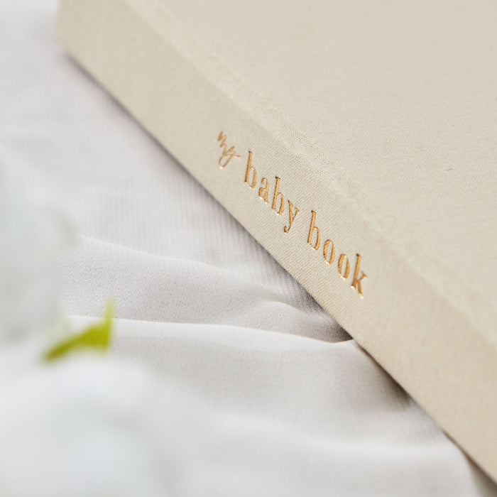 Personalised Blush and Gold My Baby Book Journal Linen Keepsake Book