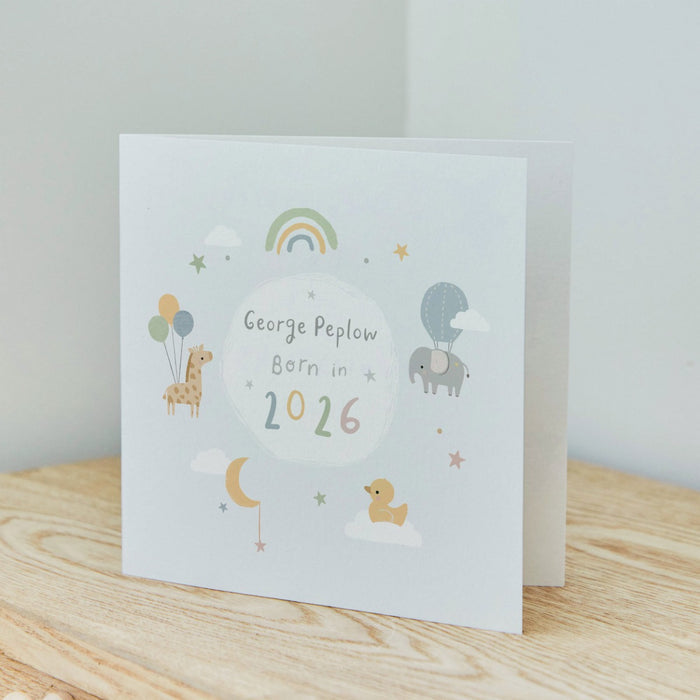 Personalised Born In 2026 Animal Square Greeting Card