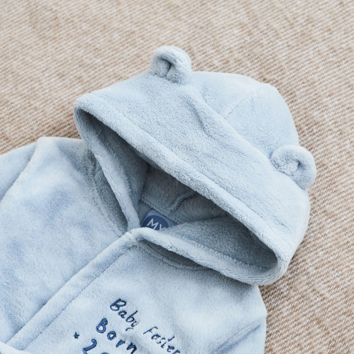 Personalised Born in 2026 Blue Fleece Robe with Ears