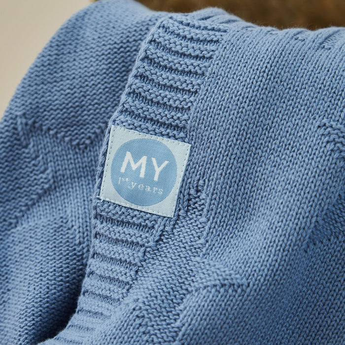 Personalised Born In 2026 Blue Star Jacquard Baby Blanket