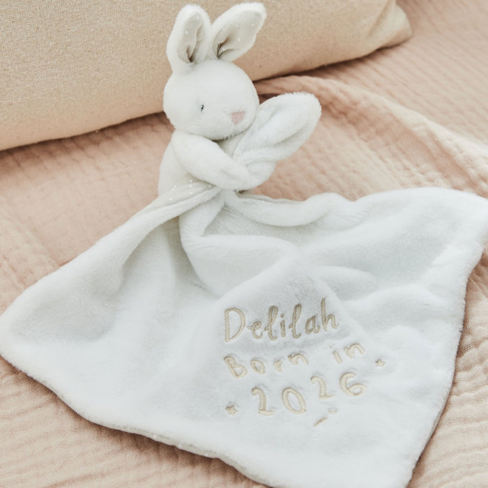 Personalised Born In 2026 Ivory Bunny Comforter