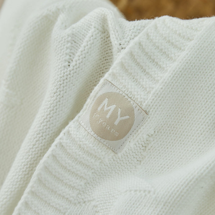 Personalised Born In 2026 Ivory Star Jacquard Baby Blanket