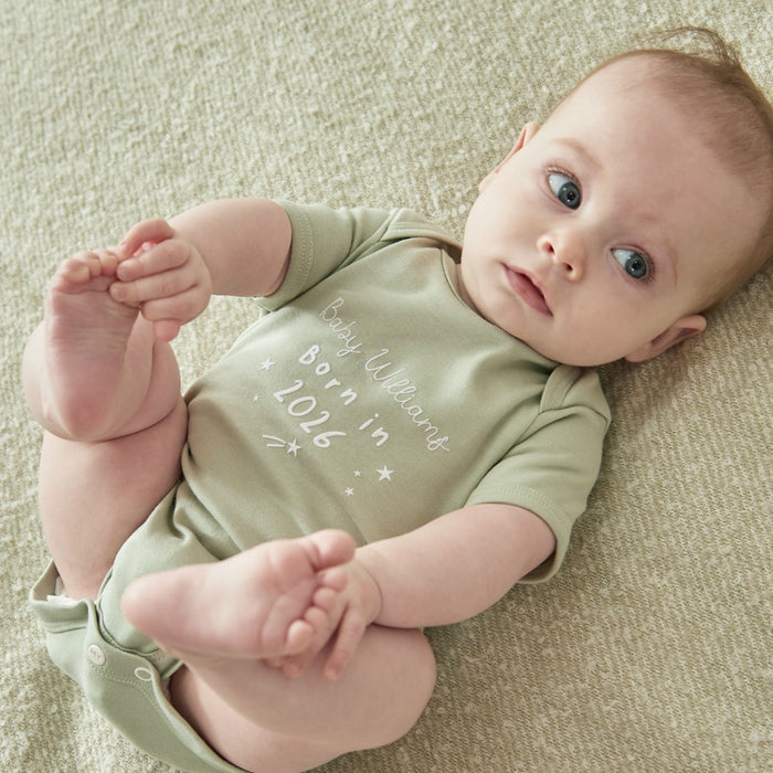 Personalised Born in 2026 Organic Cotton Sage Bodysuit
