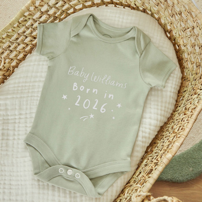 Personalised Born in 2026 Organic Cotton Sage Bodysuit