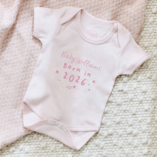 Personalised Born in 2026 Pink Bodysuit