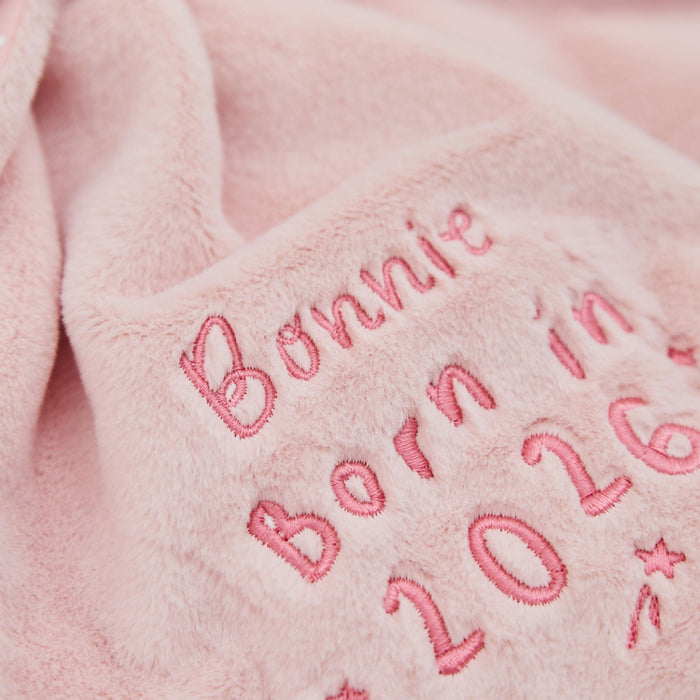 Personalised Born In 2026 Pink Bunny Comforter