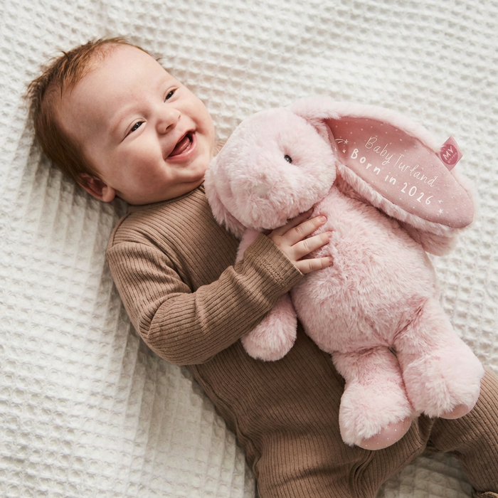 Personalised Born In 2026 Pink Bunny Soft Toy