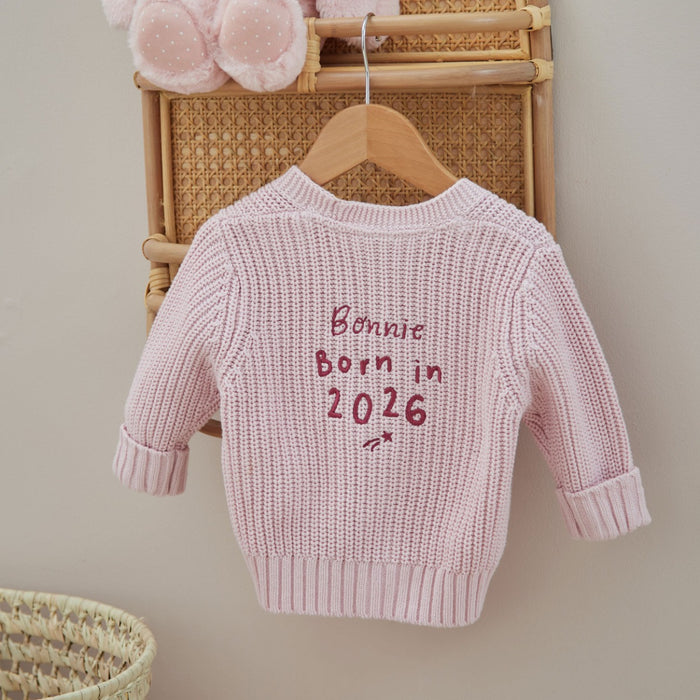 Personalised Born In 2026 Pink Cardigan