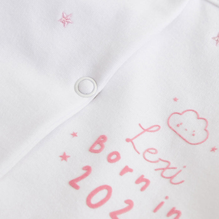 Personalised Born in 2026 Pink Star Design Sleepsuit