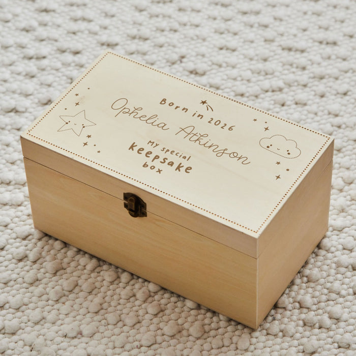 Personalised Born In 2026 Wooden Keepsake Box FSC®