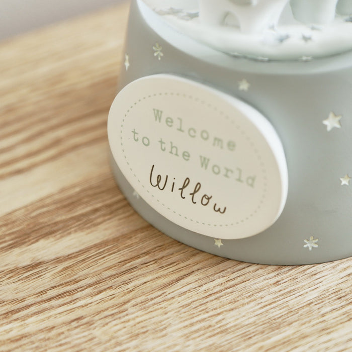 Personalised Born To Be Loved Elephant Snow Globe