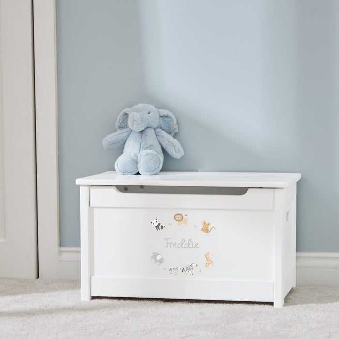 Personalised Born To Be Loved Safari Design White Toy Box FSC®