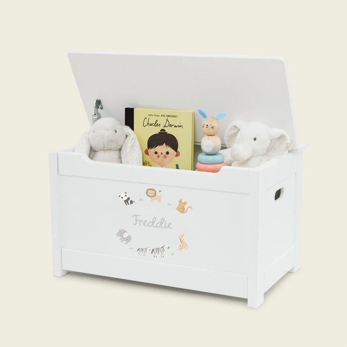 Personalised Born To Be Loved Safari Design White Toy Box FSC®