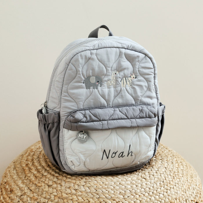Personalised Born To Be Loved Safari Quilted Medium Backpack
