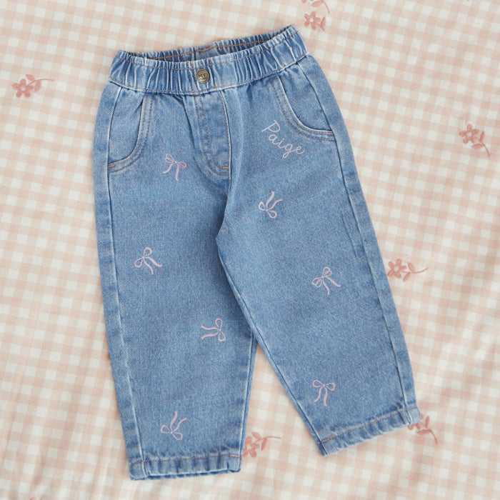 Personalised Bow Denim Jeans