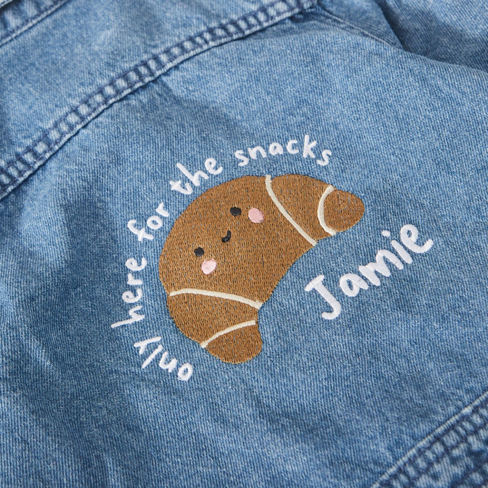 Personalised 'Breakfast Club' Croissant Denim Jacket