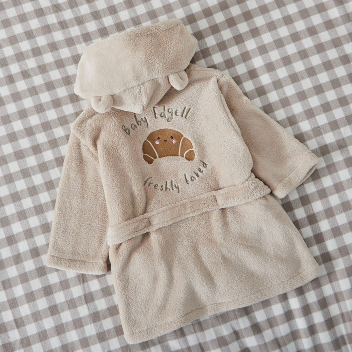 Personalised 'Breakfast Club' Croissant Oatmeal Fleece Robe