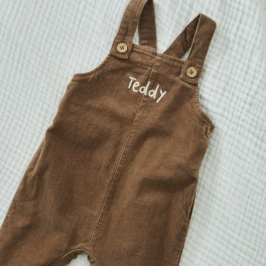 Personalised Brown Cord Overall Dungarees by Lil Atelier