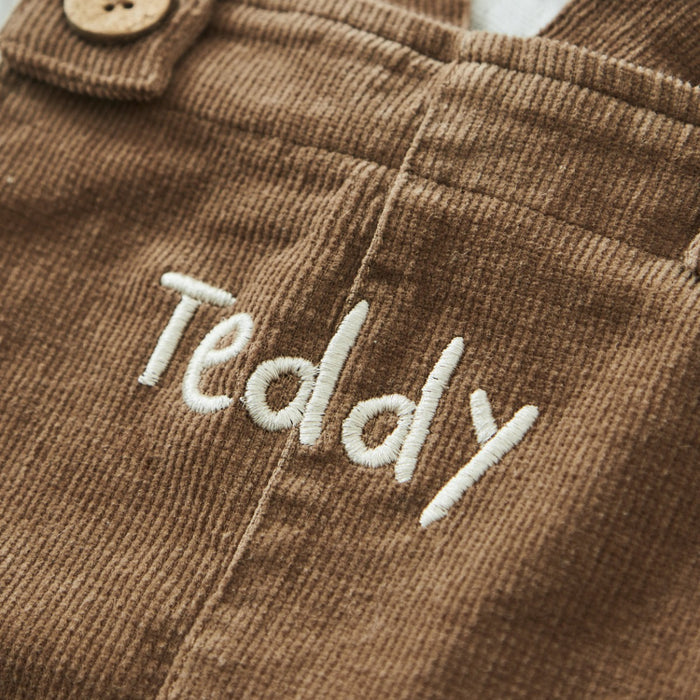 Personalised Brown Cord Overall Dungarees by Lil Atelier