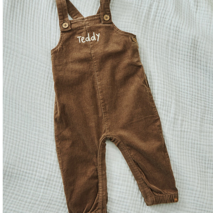 Personalised Brown Cord Overall Dungarees by Lil Atelier