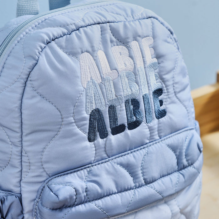 Personalised Bubble Gradient Blue Quilted Medium Backpack