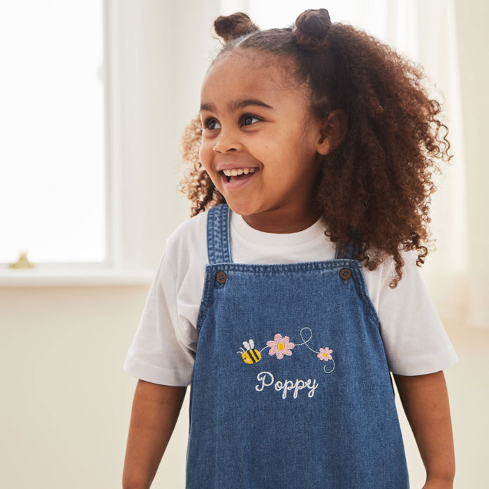 Personalised Bumblebee Denim Dungarees