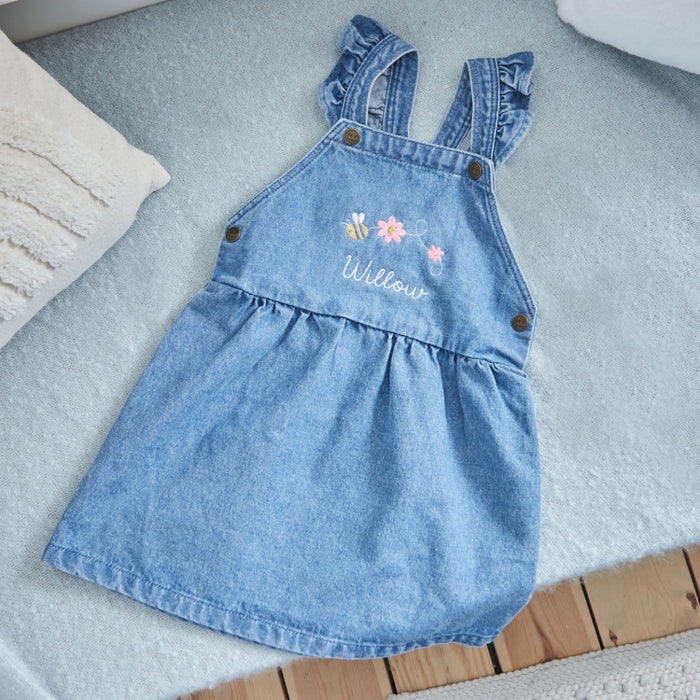 Personalised Bumblebee Denim Pinny Dress