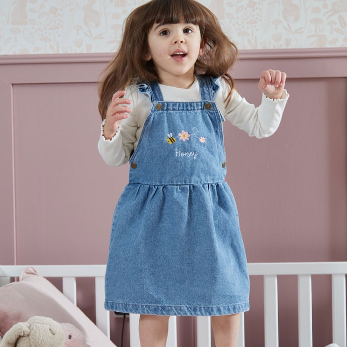 Personalised Bumblebee Denim Pinny Dress