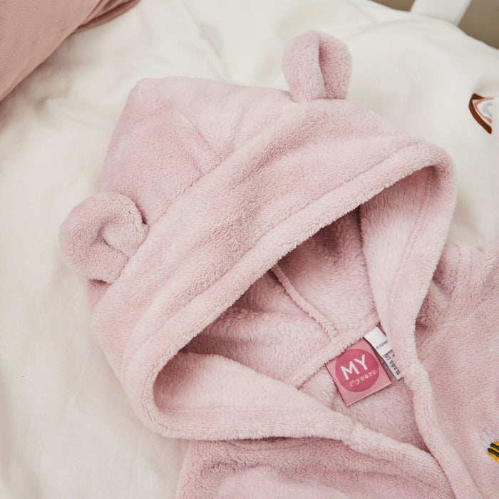 Personalised Bumblebee Design Pink Fleece Robe