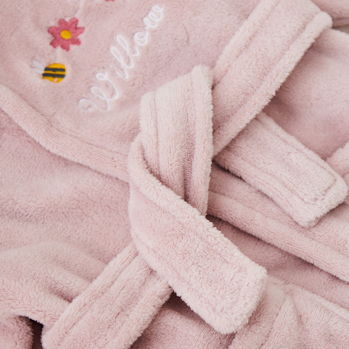 Personalised Bumblebee Design Pink Fleece Robe