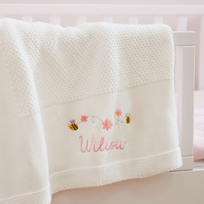 Personalised Bumblebee Ivory Baby Shawl