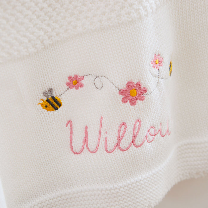 Personalised Bumblebee Ivory Baby Shawl