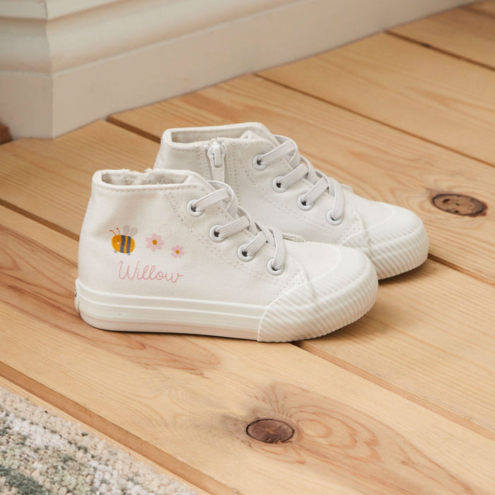 Personalised Bumblebee Kids' Ivory High Top Trainers