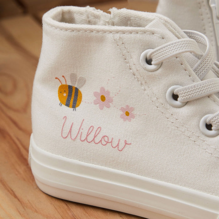 Personalised Bumblebee Kids' Ivory High Top Trainers