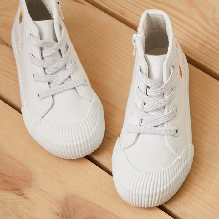 Personalised Bumblebee Kids' Ivory High Top Trainers