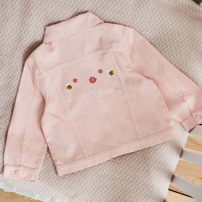 Personalised Bumblebee Pink Denim Jacket