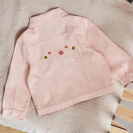 Personalised Bumblebee Pink Denim Jacket