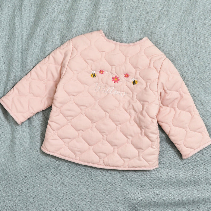 Personalised Bumblebee Pink Quilted Jacket