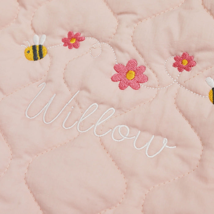Personalised Bumblebee Pink Quilted Jacket