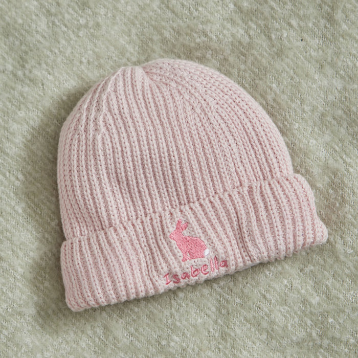 Personalised Bunny Design Pink Beanie