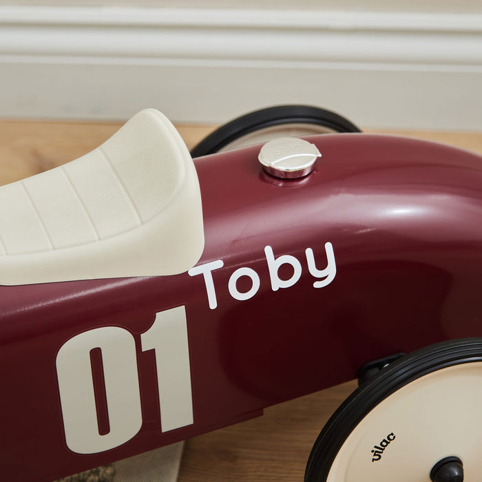 Personalised Burgundy Vilac Racing Ride-on Car