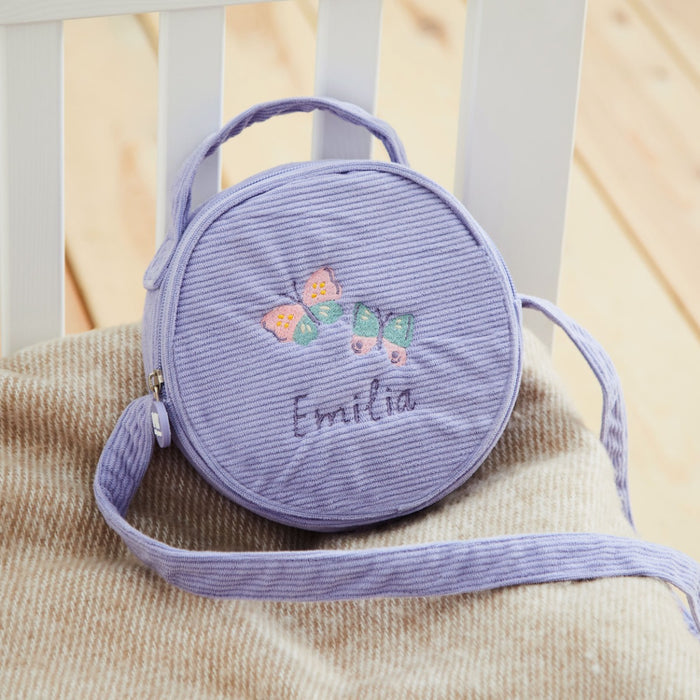 Personalised Butterfly Lilac Cord Handbag