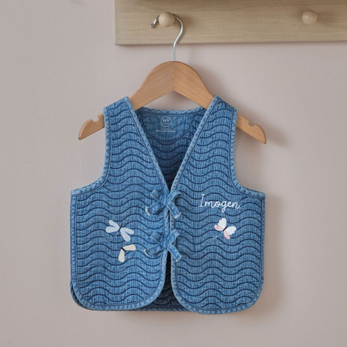 Personalised Butterfly Quilted Denim Gilet
