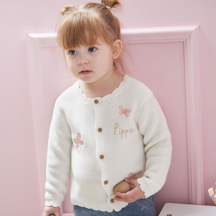 Personalised Butterfly White Lightweight Cardigan