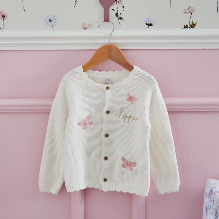 Personalised Butterfly White Lightweight Cardigan