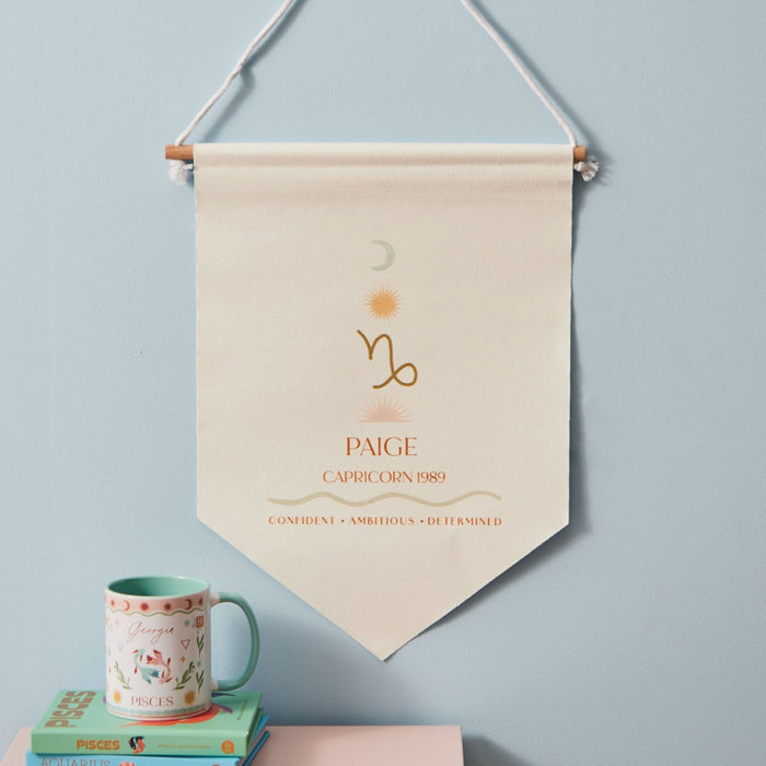 Personalised Canvas Zodiac Sign Wall Hanging by Made Yours