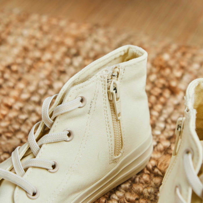 Personalised Cartoon Flower Ivory Toddler High-Top Shoes