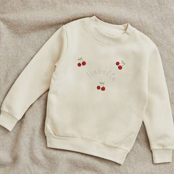 Personalised Cherry Ecru Sweatshirt