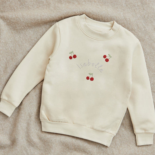 Personalised Cherry Ecru Sweatshirt