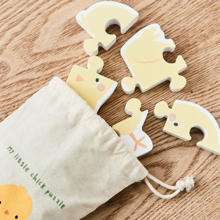 Personalised Chick Wooden Puzzle with Drawstring Bag FSC®